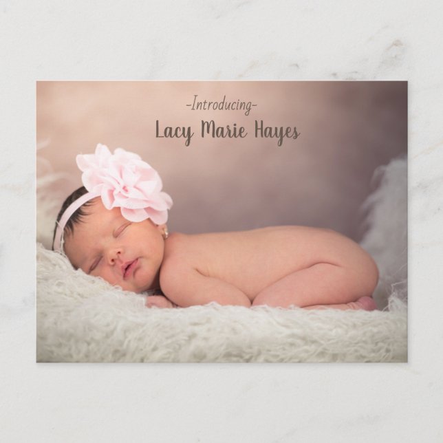 Baby Girl Photo Birth Announcement Postcard (Front)