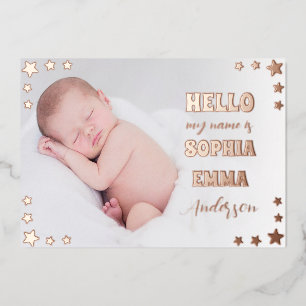 Baby Girl Photo Birth Announcement: Script & Stars