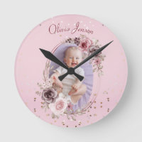 Baby Girl Photo Cute Elegant Modern Pink floral