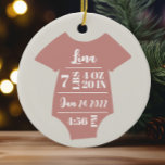 Baby Girl Photo First Christmas Keepsake Ceramic Ornament<br><div class="desc">A sweet first ornament for new parents and baby! Add the birth details to the front and a personal photo to the back using the personalization feature.</div>