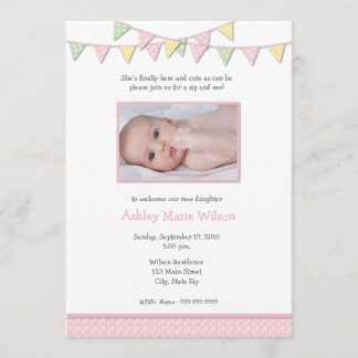 Baby Girl Photo Sip and See Invitation
