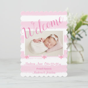 Baby Girl Photo Welcome Script Girly Birth Announcement