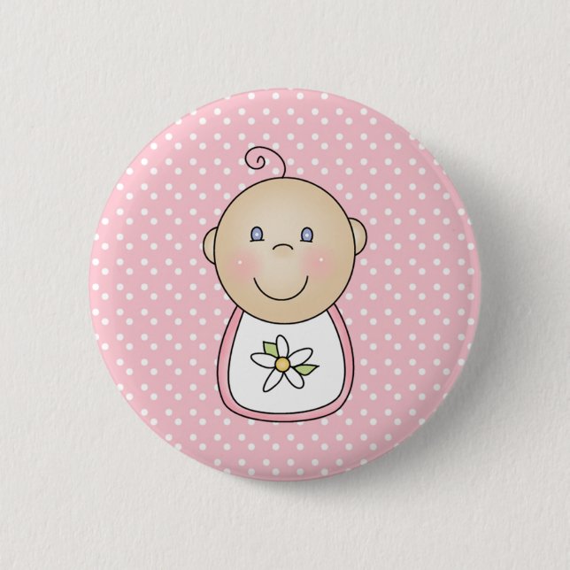 Baby Girl Pink 2 Inch Round Button (Front)