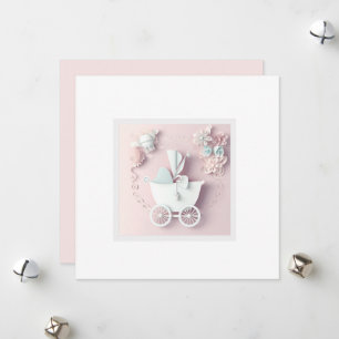 Baby Girl Pink 3d Effect Holiday Card