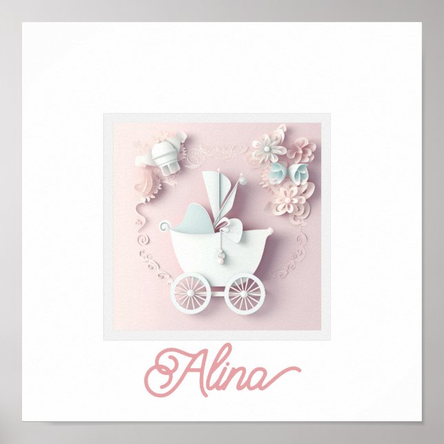 Baby Girl Pink 3d Effect Poster (Front)