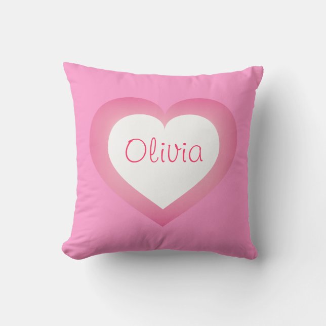 Baby Girl pink and white heart Throw Pillow (Front)
