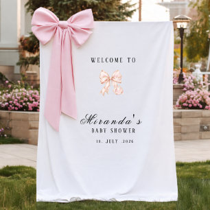 Baby Girl Pink Bow Baby Shower Invitation Tapestry