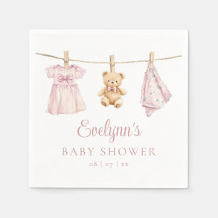 Baby Girl Pink Clothesline Baby Shower Napkin