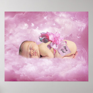 Baby girl pink clouds fantasy bedroom poster