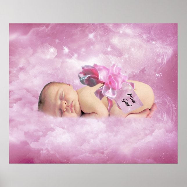 Baby girl pink clouds fantasy bedroom poster (Front)
