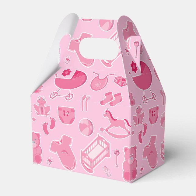 Baby Girl Pink Collage Pattern Favor Box (Front Side)