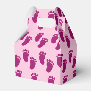 Baby Girl Pink Faux Embroidery Print Pattern Favor Box