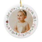 Baby Girl Pink First Christmas Photo Ceramic 