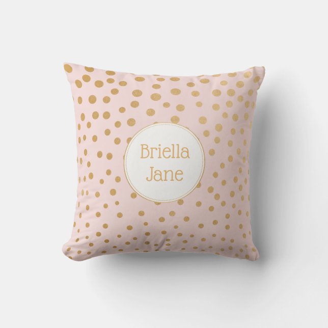 Baby Girl pink gold nursery decor, shower gift Throw Pillow (Front)
