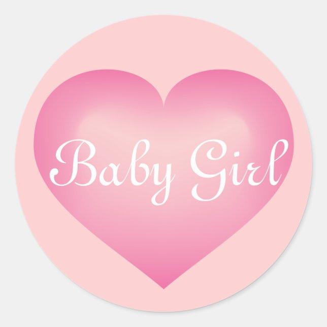 Baby Girl Pink Heart Classic Round Sticker (Front)