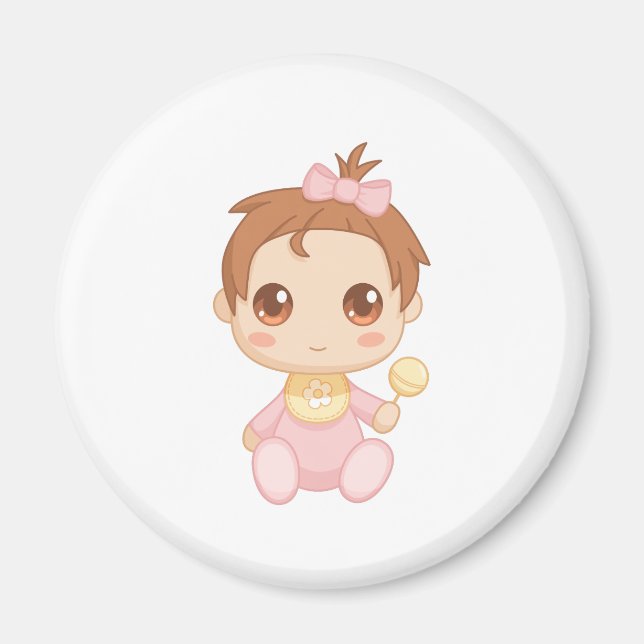 Baby Girl Pink Jumpsuit Magnet (Front)
