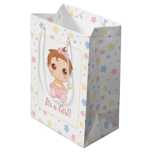 Baby Girl Pink Jumpsuit Medium Gift Bag (Back Angled)