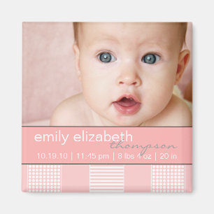 Baby Girl Pink Modern Photo Magnet