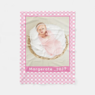 Baby Girl Pink Personalized Photo and Name  Fleece Blanket