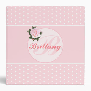 Baby Girl Pink Poka Dot Album Nom Classeur initial