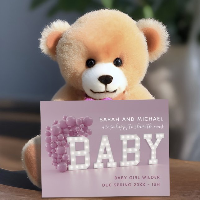 Baby Girl Pink Pregnancy Announcement Postcard (Creator Uploaded)