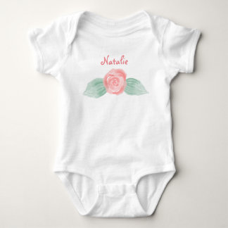 Baby Girl Pink Rose Personalized Bodysuit