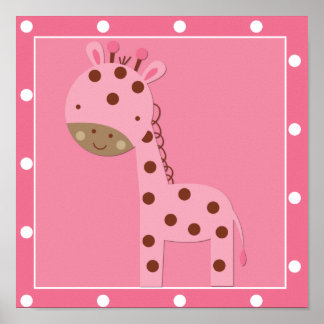 Baby Girl Pink Safari Giraffe Poster
