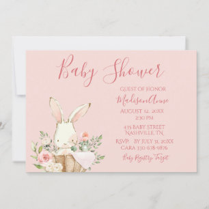 Baby Girl Pink Script Cute Elegant Baby Invitation