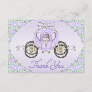 Baby Girl Princess Coach and Roses Lilac Thank You Card
