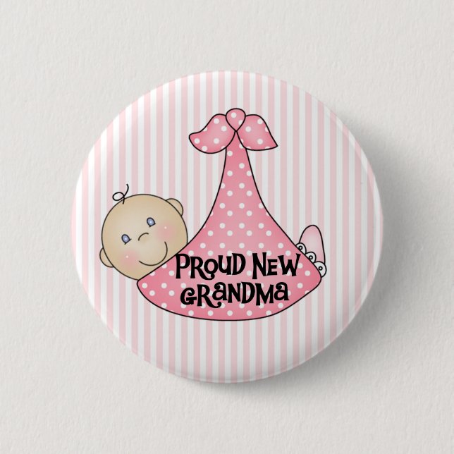 Baby Girl Proud Grandma 2 Inch Round Button (Front)