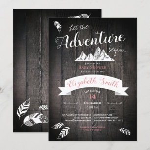Baby girl Rustic adventure baby shower Invitation
