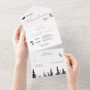 Baby girl Rustic adventure babyshower All In One Invitation