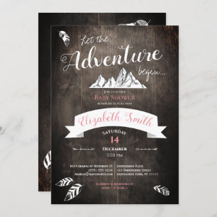 Baby girl Rustic adventure babyshower Invitation