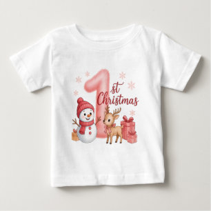 Baby Girl’s 1st Christmas Cute First Christmas T-Shirt