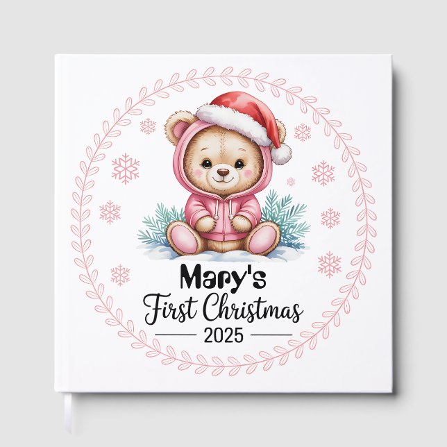 Baby Girl’s First Christmas Guest Book – (Front)