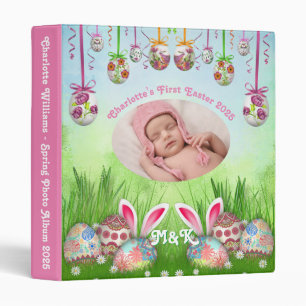 Baby Girl’s First Easter Eggs Bunny Spring Photo Binder