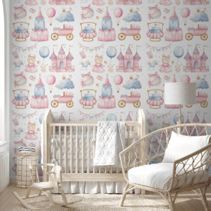 Baby Girl Seamless Watercolor Whimsical Nursery Wallpaper