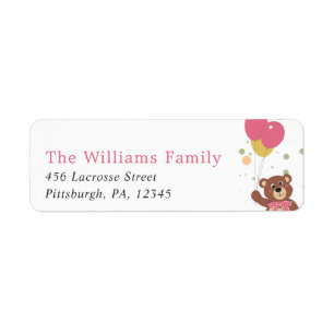 Baby Girl Shower Chic Bear Cub Rose Adresse de ret