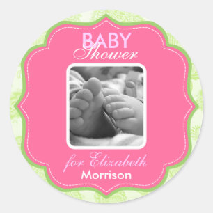 Baby Girl Shower Classic Round Sticker