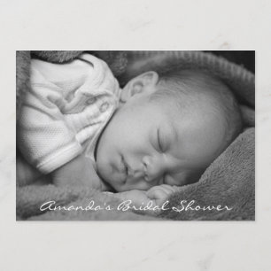 Baby Girl Shower Feet Glitter White Grey Photo Invitation
