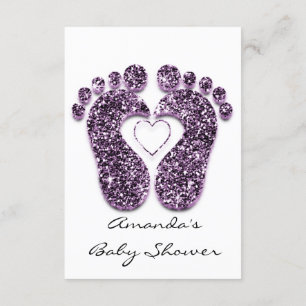 Baby Girl  Shower Feet White Minimalism Violet Invitation