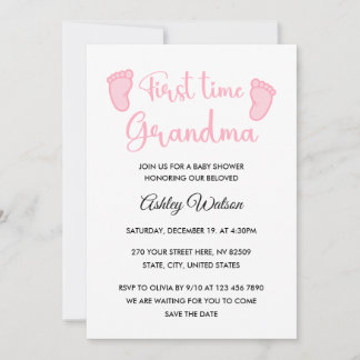 Baby Girl Shower First Time Grandma Invitation