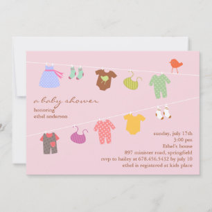 Baby Girl Shower Flat Invitation