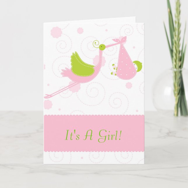 Baby Girl Shower Greeting Cards (Front)