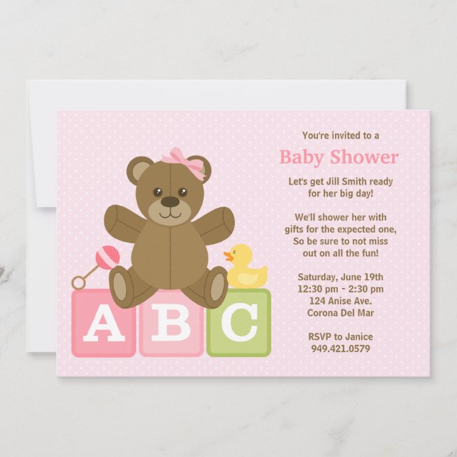 Baby Girl Shower Invitation (Front)
