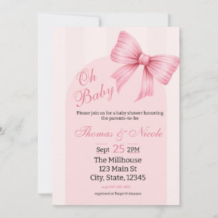 Baby Girl Shower Invitation Coquette Bow Aesthetic