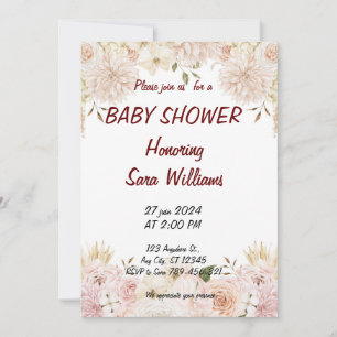 baby girl shower invitations floral