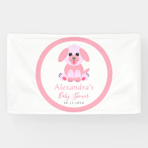 Baby Girl Shower Personalised Puppy Pink Welcome Banner