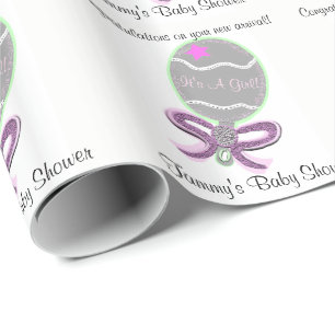 Baby Girl Shower Pink Baby Rattle Wrapping Paper
