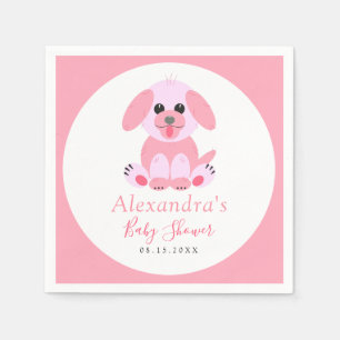 Baby Girl Shower Pink Personalized Puppy Napkin
